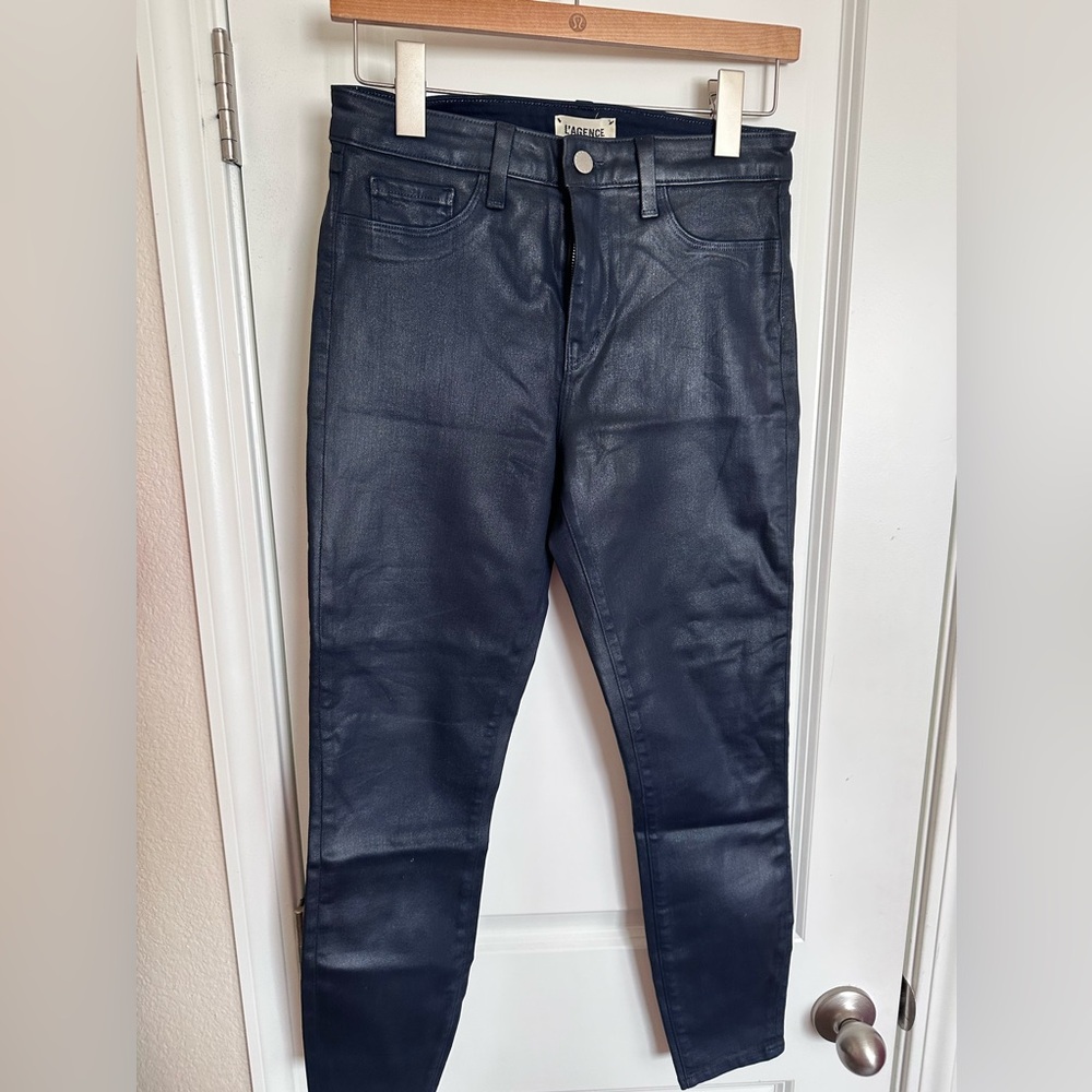 L’Agence Navy Coated Skinny Jeans